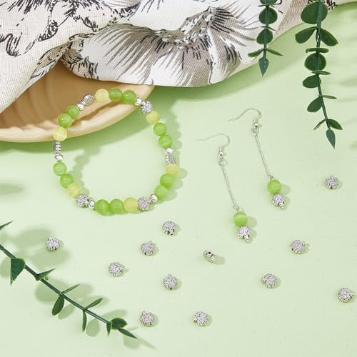 HOBBIESAY 120Pcs 8mm Tree of Life Spacer Beads, Antique Silver Tibetan Style, Round Shape, Alloy Material - Image 4