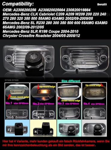 Image of Car Rear View Backup Camera Replacement for Mercedes-Benz CLK Cabriolet C209 A209 W209 200 220 240 270 280 320 350 500 55AMG 63AMG SL R230 280 300 350 600 SLR R199 Chrysler Crossfire Roadster