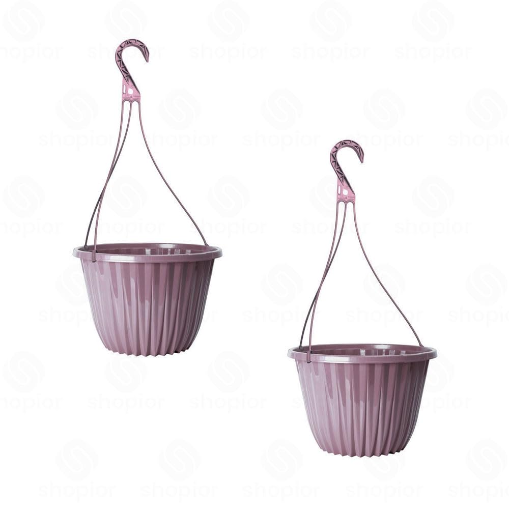 Rodeo Geometric Plastic Plant Pots & Planter – Indoor Outdoor, Lightweight Hanging Baskets, Bowls, Round & Square | Modern Faceted Flower Pot, Decorative Houseplant (27cm Basket-Purple Haze-Pack 2)