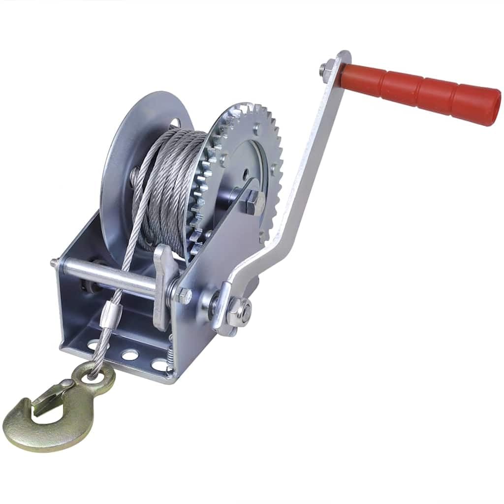 Cabrestante manual de 540 kg con cuerda de 10 m, construcción de hierro resistente, para vehículos, remolques, industrias, construcción, todoterreno, barco, tractor, grúa, taller, garaje