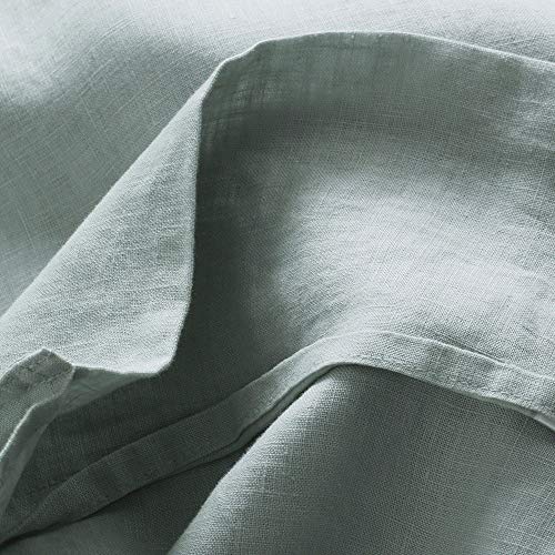 S VICTORY SYMBOL 100% French Natural Linen Bedding Ultra Soft Durable Luxurious Stone Washed 4 Pieces Sheets Set(Water Blue,Queen)
