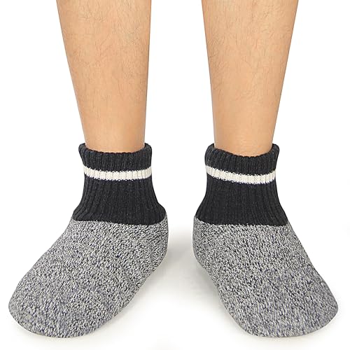 Image of BenSorts Men Fuzzy Slipper Socks with Grippers Non Slip Indoor House Socks Christmas Gifts