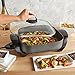 West Bend Electric Skillet Family-Sized 3-Inch Deep with Diamond Shield Scratch-Resistant Non-Stick Finish & Grease Channel for Healthier Cooking, 12-Inch, Gray