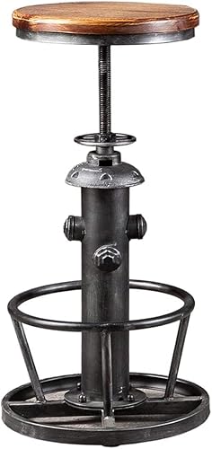 Miniatura 17 de Taburete de bar industrial vintage estilo steampunk americano, estilo retro, elegante, diseño de boca de incendios, ajustable, giratorio, café, pub,