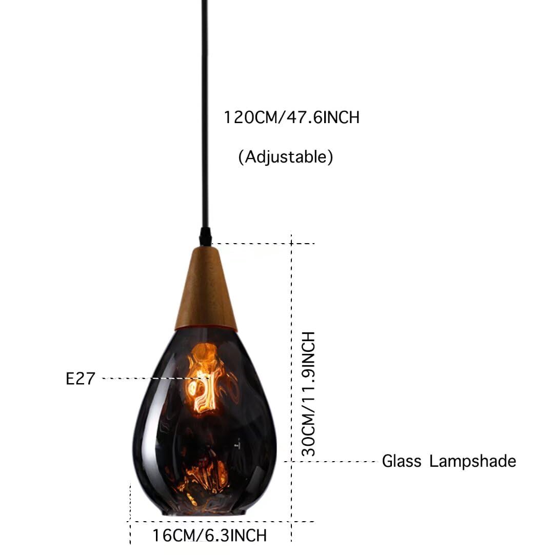 Abat-jour en verre en forme de goutte de lumière pendante en verre avec des ondulations d'eau plafonnier éclairage de plafond lampe de chevet pour chambre, bar, salle à manger