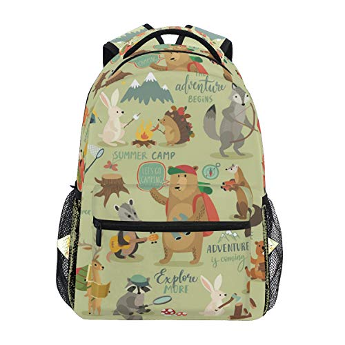 Camping Animales Selva Mochila Escolar para Niños Niñas Bolsa de Viaje Bookbag