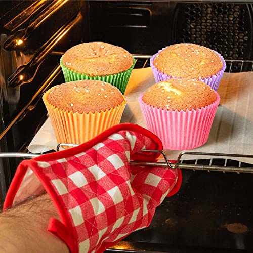 Image of Gifbera Bright Rainbow Jumbo Cupcake Liners Large Colorful Baking Cups | 400-Count, Greaseproof Muffin Liners Add Solid Colorful Cheer to Cupcakes & Muffins and Oven-Safe Paper for Baking