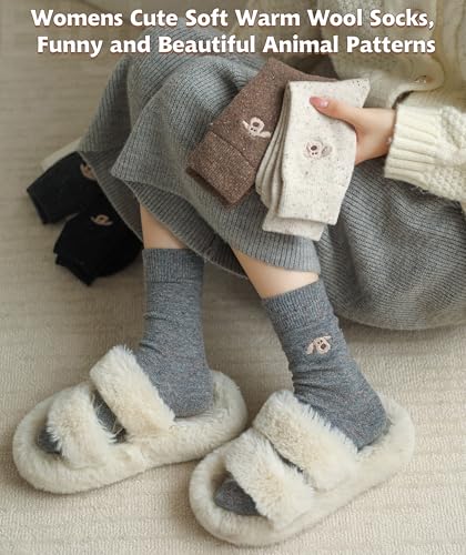 Image of IIG Winter Warm Wool Socks for Women Original Design Trendy Boot Socks Ideal Gift