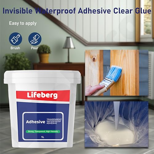 Image of 1Kg /1L Transparent Waterproof Glue with Brush Transparent Resin Epoxy for Roof Leakage Crack Seal Agent Roof Water Leakage Solution Water Proof Glue for Waterproofing