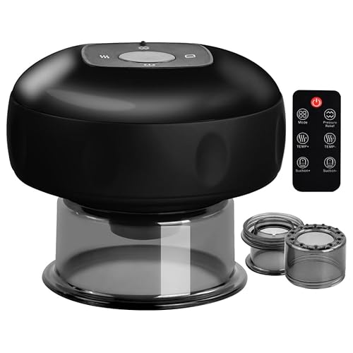 Coppettazione Elettrica a Infrarossi, Coppette Massaggio, Coppetta Intelligente a 12 Marce con Telecomando e 3 Bicchieri, Massaggiatore a Coppetta Sottovuoto per Alleviare Dolore Muscolare (Nero)