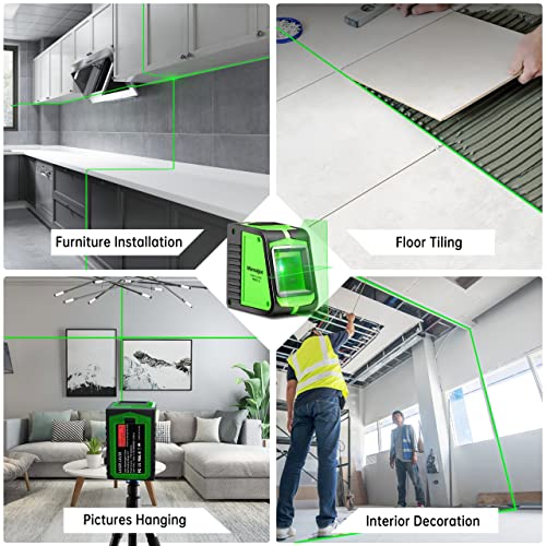 Laser Level Self Leveling, Mimajor 65Ft Cross Line Laser Level 3 Modules With 2 Laser Heads, Green Laser Level With Horizontal And Vertical Line Laser 360° Magnetic Bracket, Ip54 For Indoor Outdoor #TOP4