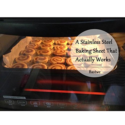Baking Sheets Set Of 5, Bastwe Stainless Steel Baking Pan Tray Cookie Sheet, Size 10 X 8 X 1 Inch, Non Toxic & Healthy, Rust Free & Easy Clean #TOP6
