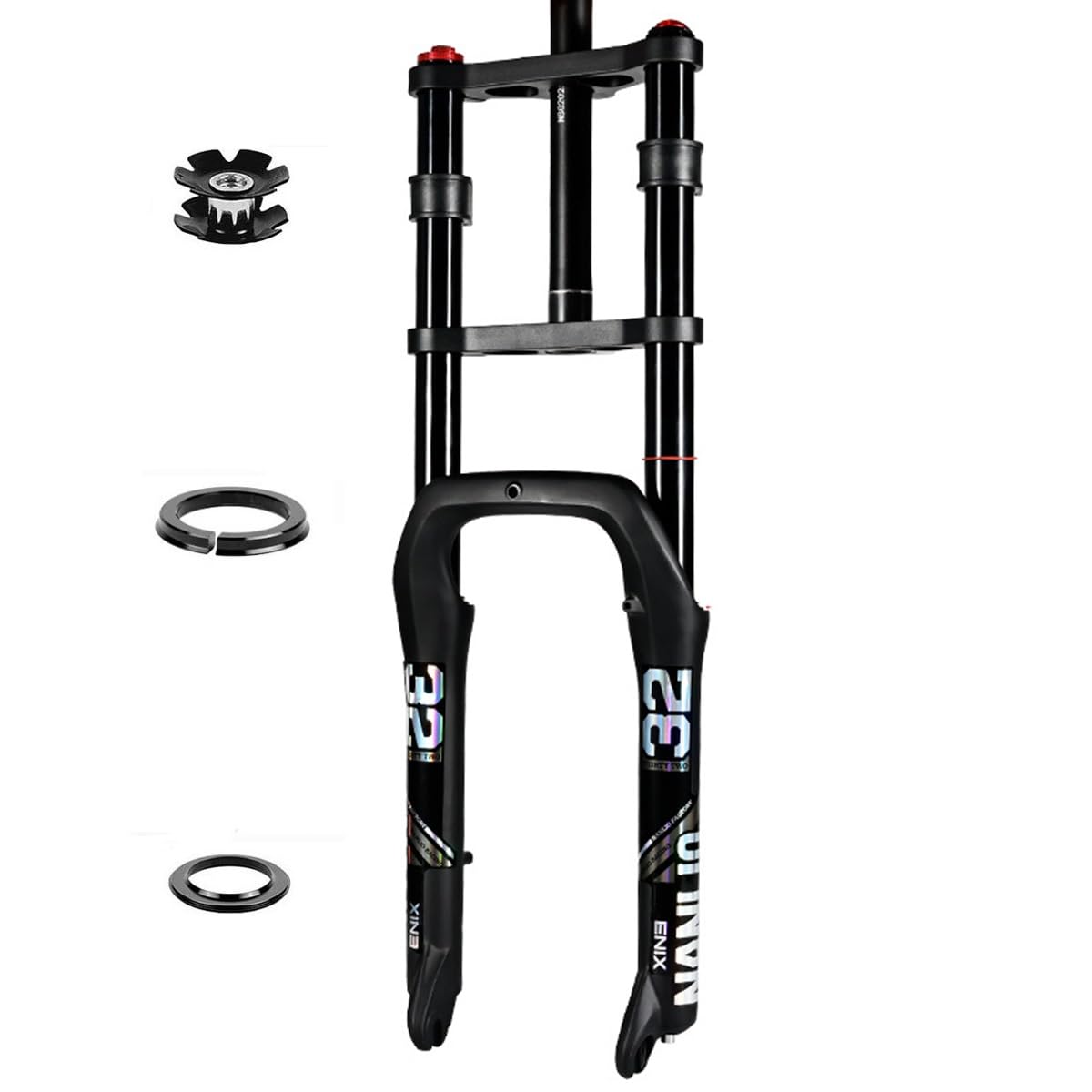 WIQUYBML 20/26" Double Shoulder Air Suspension Forks For Snow Bikes/E-bike 1-1/8" Straight HL Manual Lockout 135mm Travel Disc Brake QR 9 * Front Fork 4.0'' Fat Tire