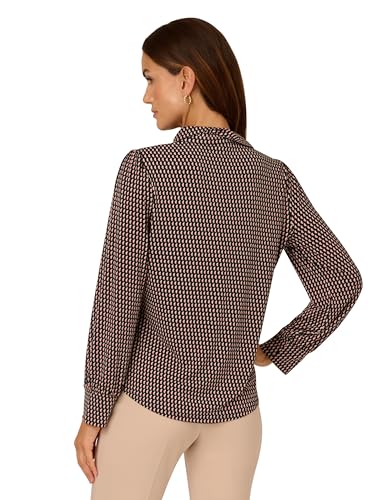 Image of Adrianna Papell Women's Print Collared V-Neck Knit Top