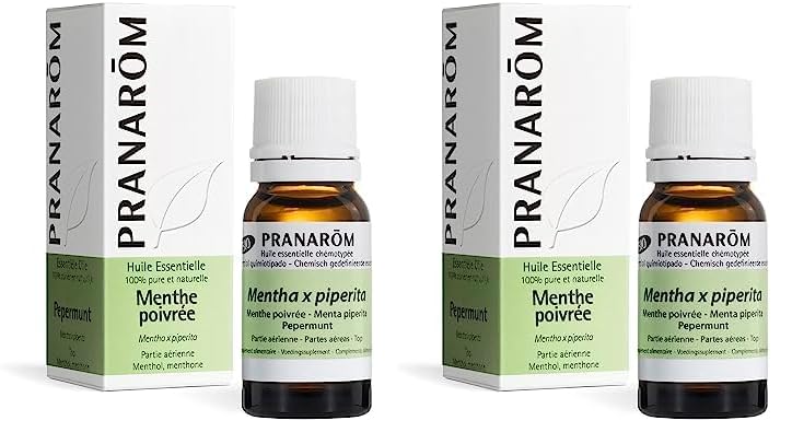PRANAROM - Menta - Aceite Esencial Quimiotipado - Digestión y Tonificación - 100% Puro y Natural - HECT - 10ml (Paquete de 2)