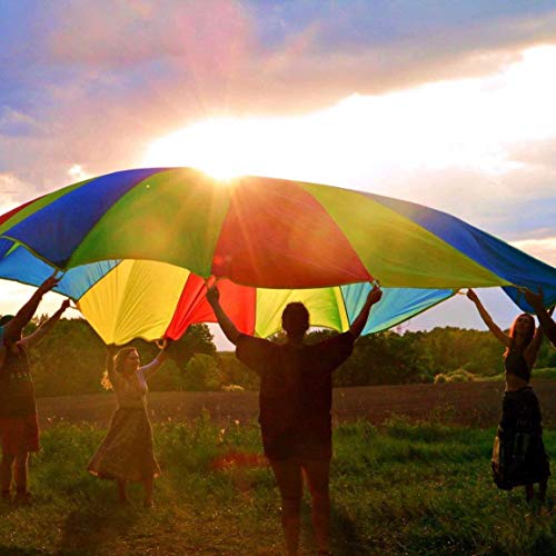 Sonyabecca Parachute, Play Parachute 10ft 12ft 16ft with 12 Handles 20ft 24ft with 16 Handles for Kids Cooperation Group Play
