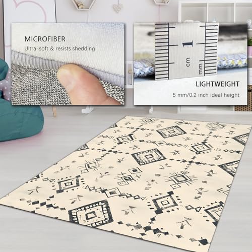 Tapis de cuisine antidérapant beige lavable en machine 100x150
