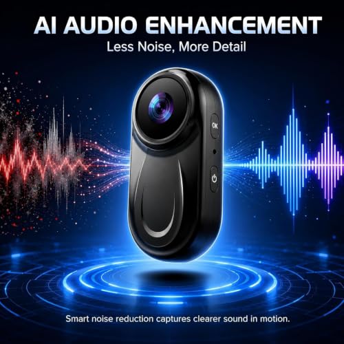 Image of Mini Body Camera 1080P, 512G Thumb Action Camera, Tiny Size, Mount Anywhere, Portable Sports Cam with Magnetic & 360 Clip, Hands-Free Recording for Motorcycle /Sports /Bike /Pet (SD Card Not Included)