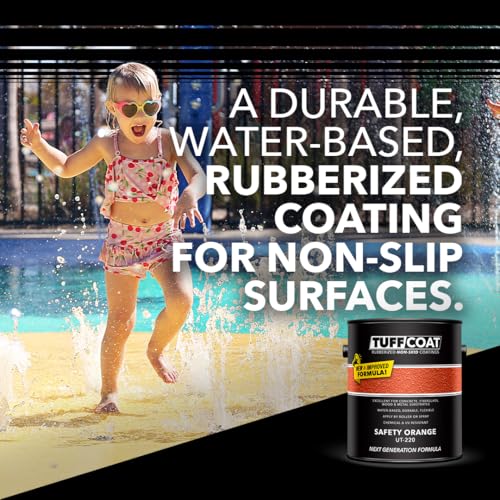 Image of Tuff Coat Medium Texture Rubberized Non-Skid Deck Coating - Textured Non-Slip Safety Surface for Pool Decks, Docks, Boat Ramps, Patios, Walkways & High-Traffic Areas (UT-220 Safety Orange 1- gallon)