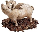 Artistic Solutions Antique Replica Heavy Cast Iron Flying Pig Sculpture Statue Bank