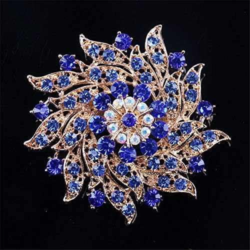 Broche Vintage Femme Couronne De Bleuet Bleu & Violet – Épingle Perles Gradient Pistil – Accessoire Élégant Métallique