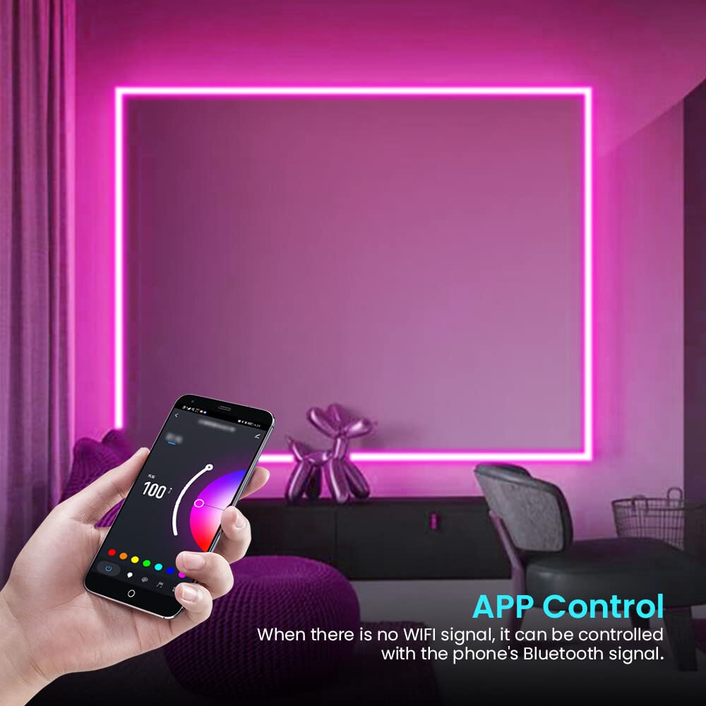 RGB Neon LED Streifen, 220V 5050 Silikon IP65 Wasserdicht WiFi Flexible Neon LED Light, mit APP Steuerung, Sync mit Musik Rhythmus (10M)