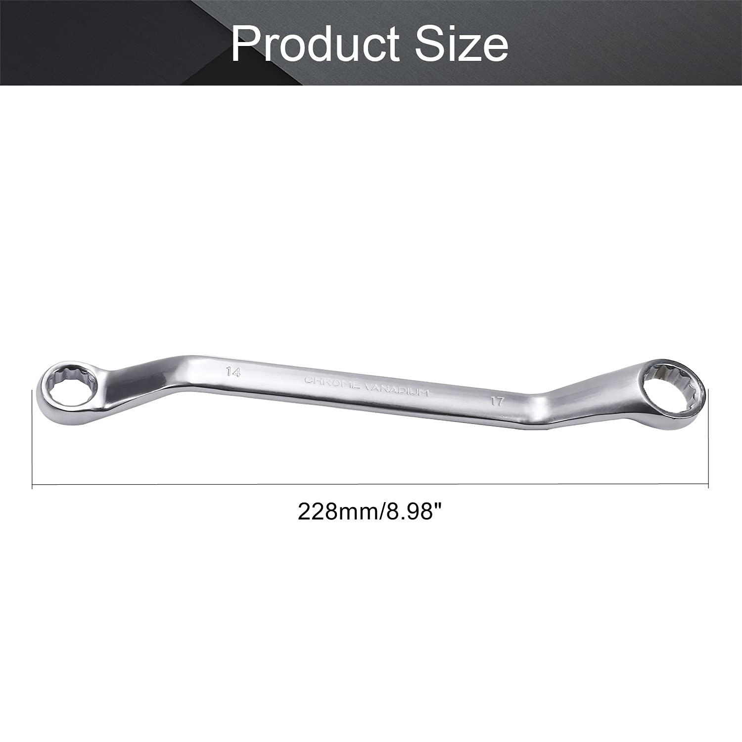 Utoolmart Torx-Schraubenschlüssel 16mm X 18mm – 12-Punkt-Offset, 255mm Lang, Verchromt, CR-V Stahl