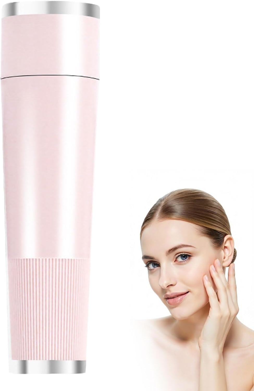 BloomlyPro Facial Hair Remover, Gentle Micro-Trimming with Led Light, Portable Design, Painless Electric Face Razor for Coarse Hair (Pink)