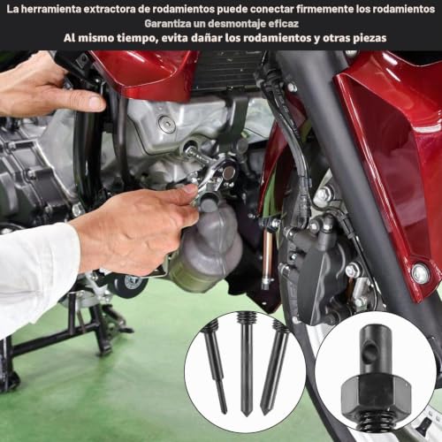 Extractor de rodamientos internos de 9-23 mm con 5 clips para rueda de motocicleta 6