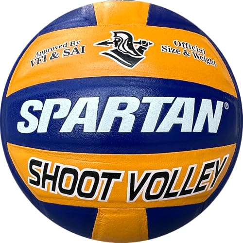 Image of Spartan Shoot Volley Official Match Ball, Genuine Leather, 18 Panel Construction, VFI & SAI Approved