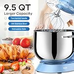 Vezzio Mélangeur de position,9.5 Quarts,10-Speed Tilt-Head,Kitchen mélangeur d'aliments avec bol en acier inoxydable, crochet de duvet, fouet, Beater, Egg White Separator (Noir)