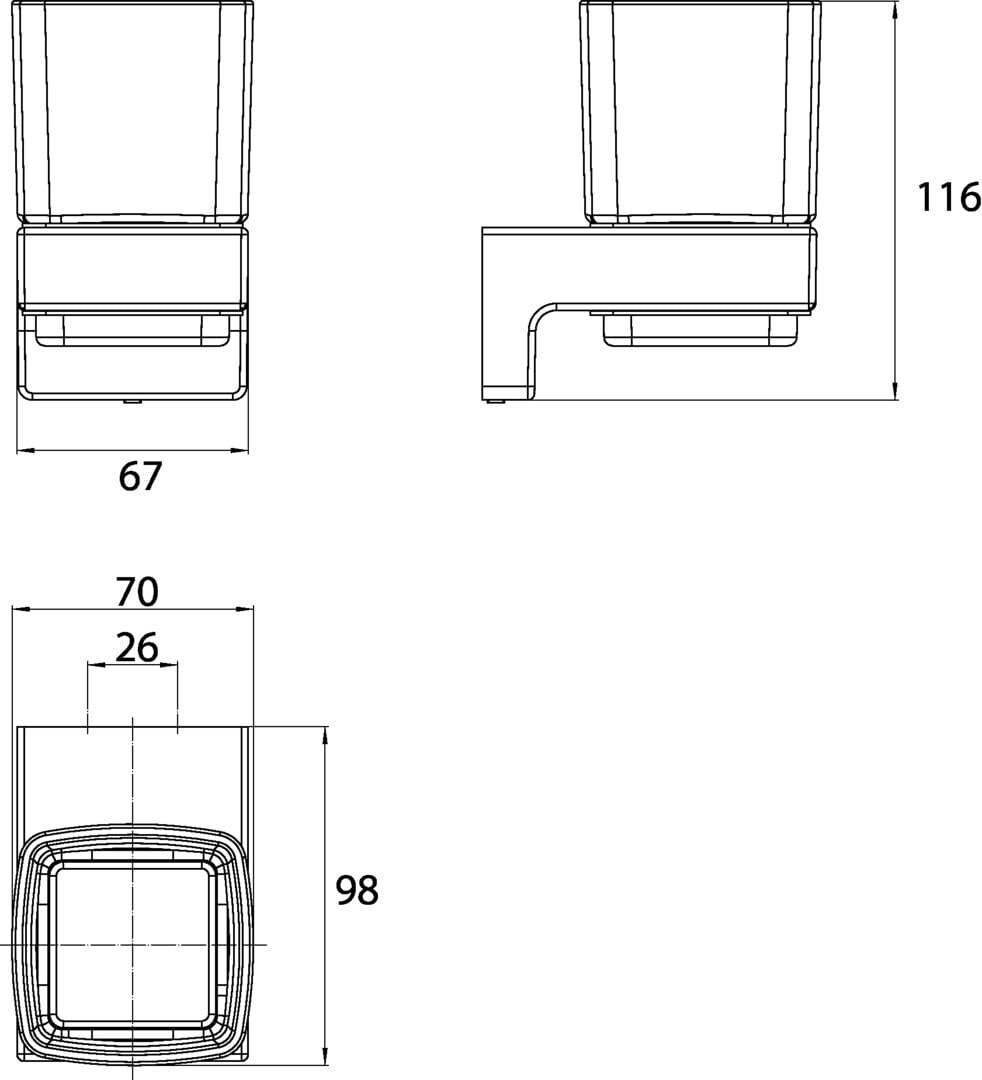 emco Cue Vaso de Vidrio para Pegar I Portacepillos de Dientes sin Tornillos I Vaso de Metal y Cristal en Cromo