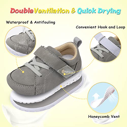 Qfh Unisex Baby Shoes Boys Girls Sneakers Infant Slip On First Walking Shoes Toddler Casual Star Sneaker Crib Shoes Grey 7.5-8 Toddler #TOP1