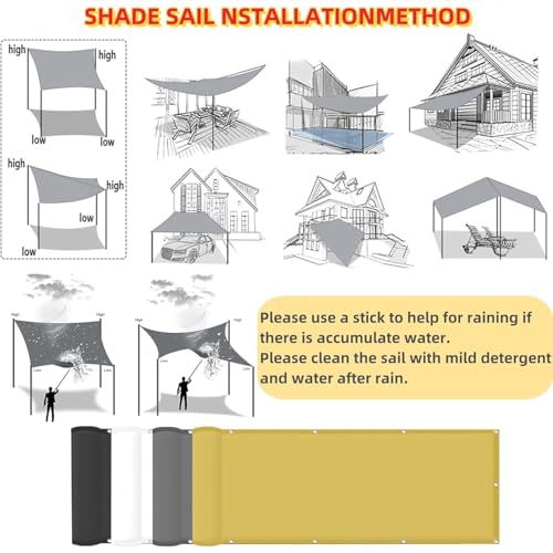 Vela de sombra impermeable rectangular 0.9x4m protección UV 5
