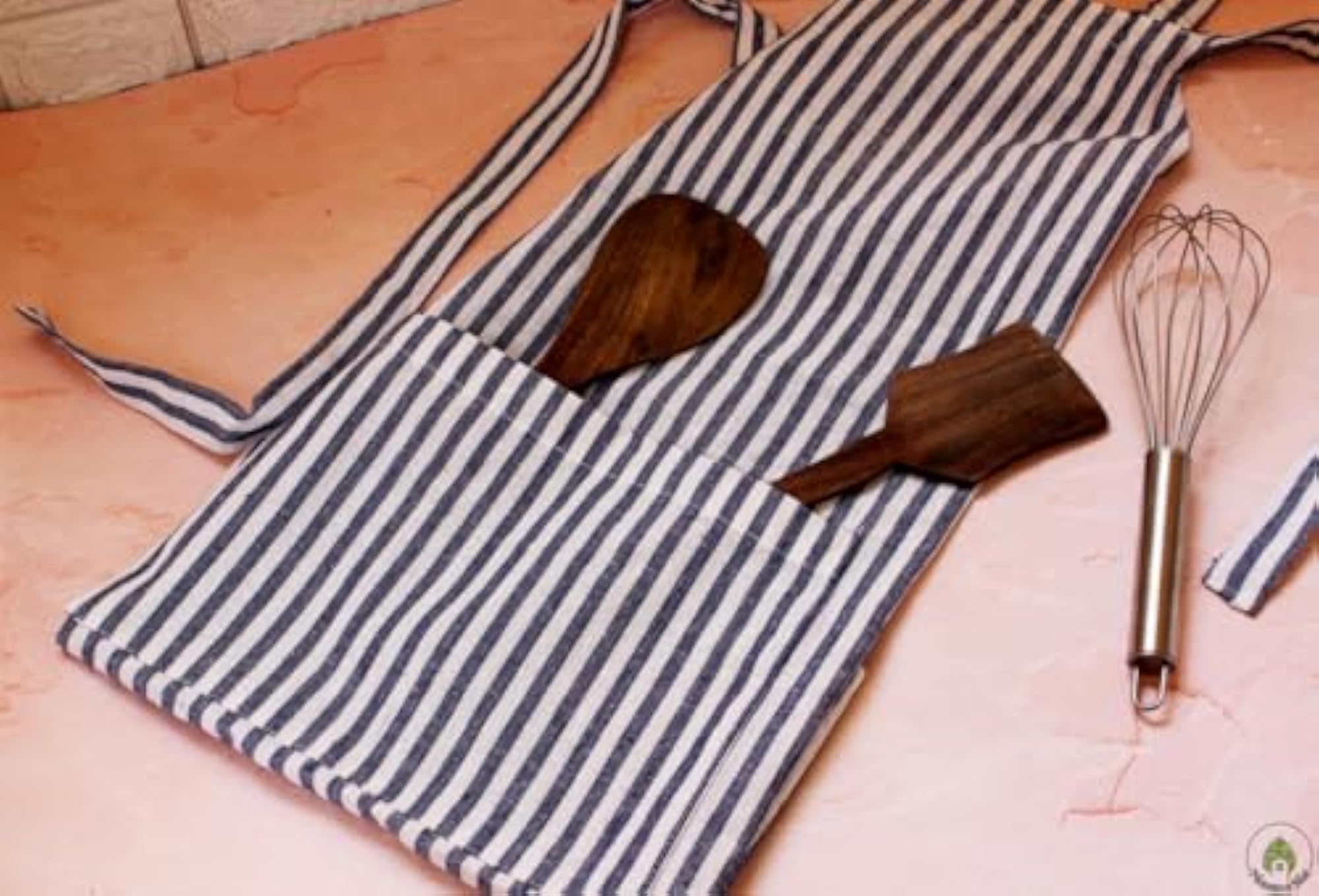 Cotton Kitchen Apron with Strips Pattern, Pack of 2