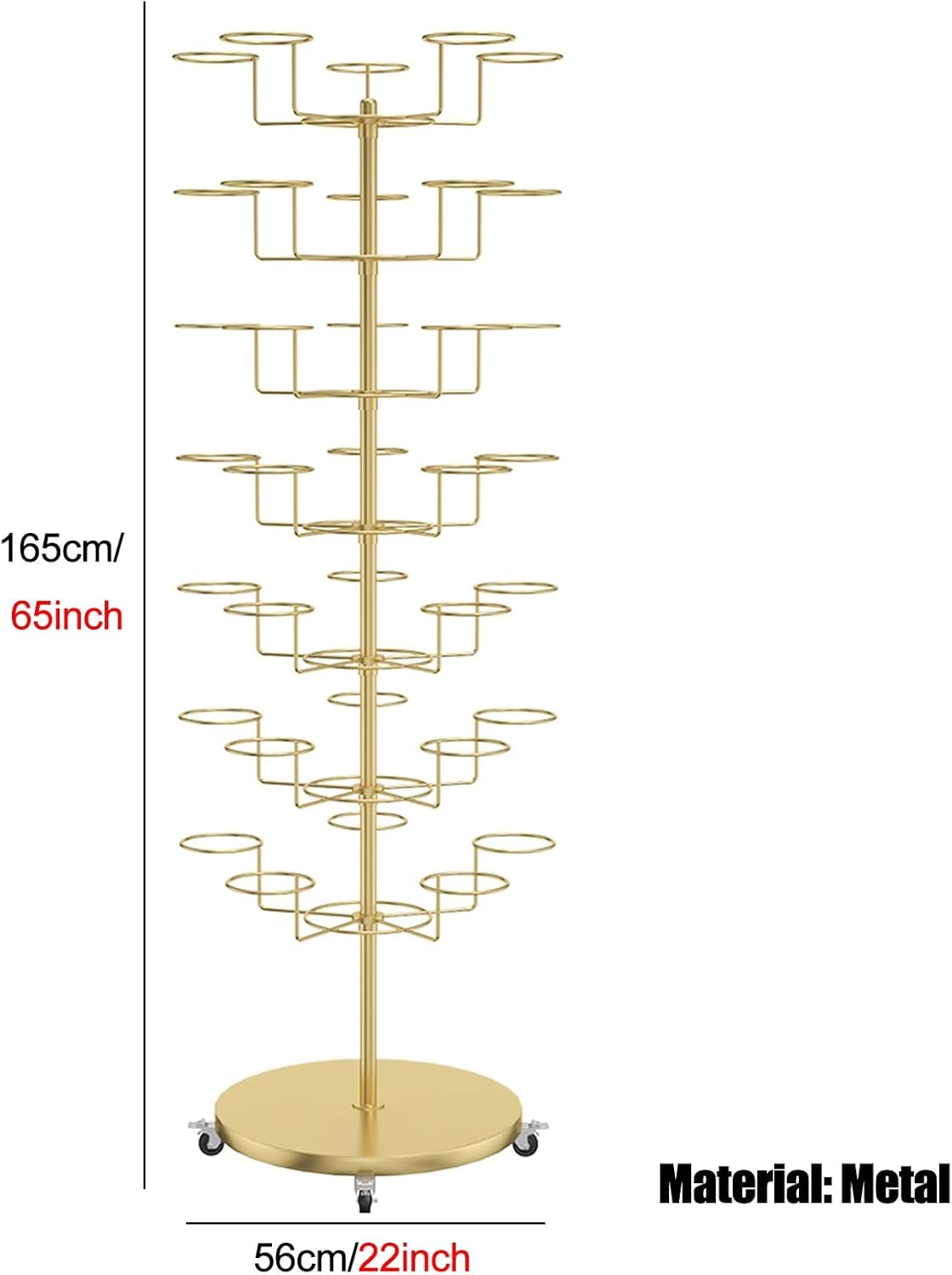 Hat Rack 7 Tier Freestanding Hat Display Stand with 35 Hooks Rotating Baseball Cap Organizer Holder for Entryway Commercial Large Hat Hanger