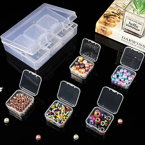 Image of Blulu 13 Pieces Small Bead Organizers Plastic Bead Storage Containers with Lids Mini Clear Storage Cases Transparent Craft Boxes for Jewelry Diamonds DIY Art Craft Accessory(1.7 x 1.7 x 0.8 Inch)