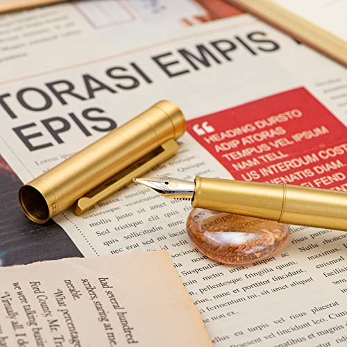 Asvine IPSZV694D Hongdian Raw Brass Fountain Pen Extra Fine Nib Classic Design Smooth Writing Copper Pen thumb #3