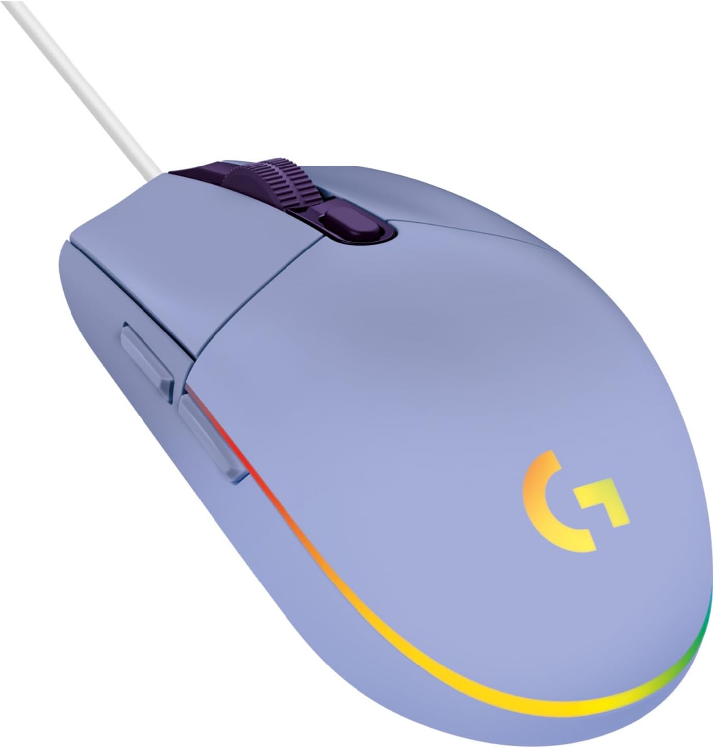 Logitech G203 2nd Gen Wired Gaming Mouse, 8,000 DPI, Rainbow Optical Effect LIGHTSYNC RGB, 6 Programmable Buttons, On-Board Memory, Screen Mapping, PC/Mac Computer and Laptop Compatible - Lilac