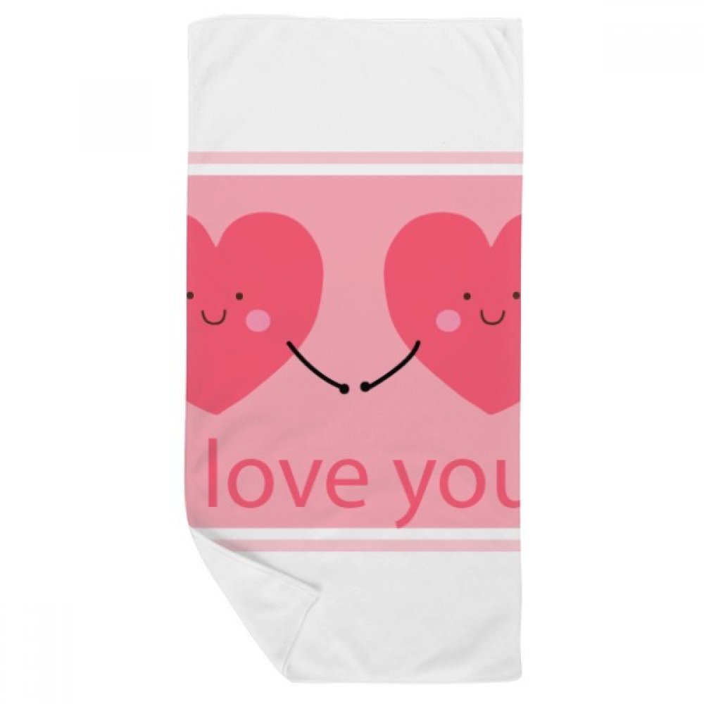 Serviette de bain St Valentin cœur et sourire mignon pour cadeau tendre