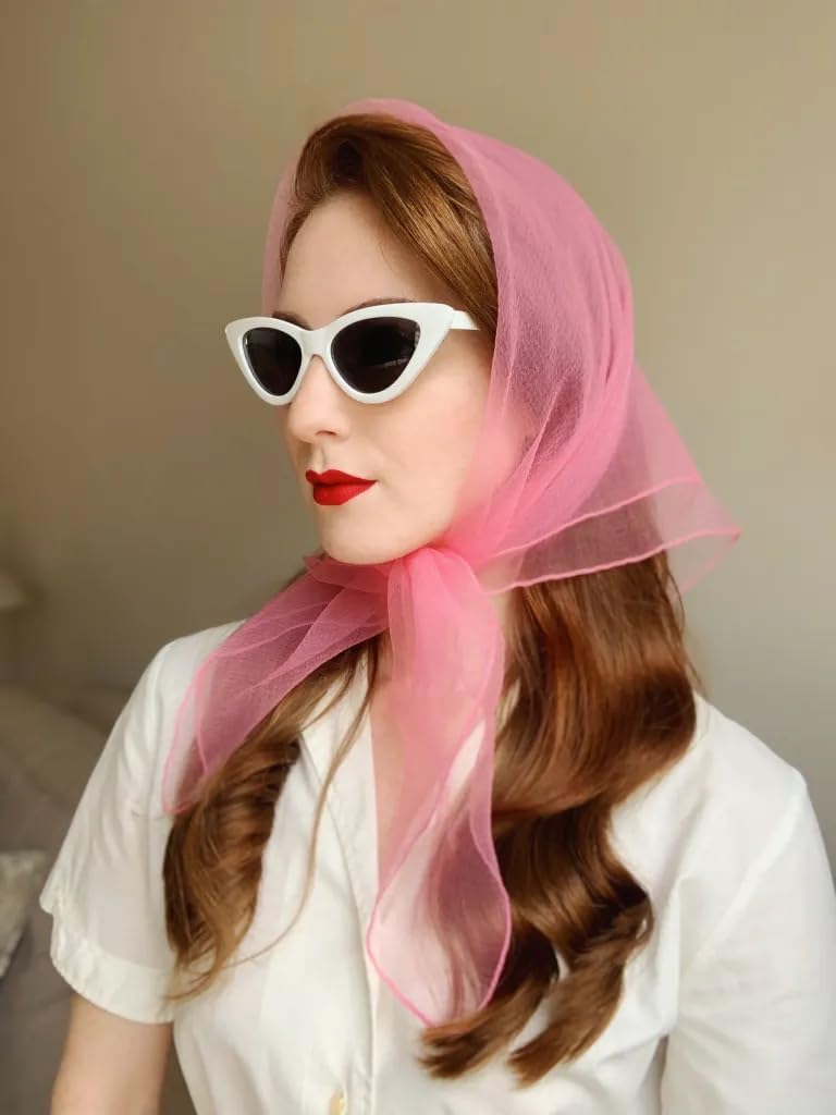 Chiffon Scarf for Women 50s Sheer Neck Scarf Head Bandana for Halloween