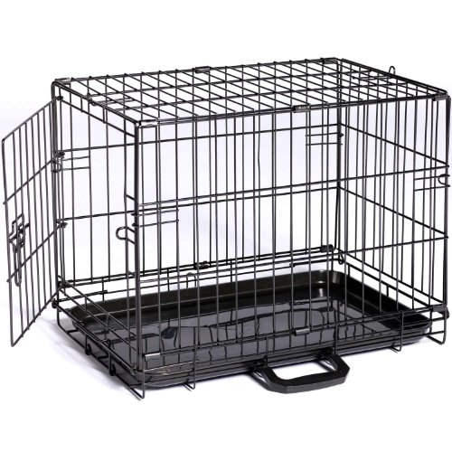 Image of Prevue Pet Products Home On-The-Go Single Door Dog Crate - Extra Extra Small Collapsible Dog Cage for Travel, Indoor, and Outdoor Use, Foldable Kennel Design, Deep Plastic Pan - XXS, Black