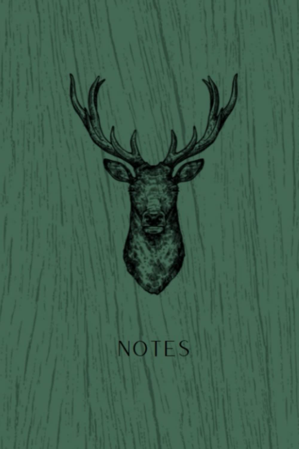 Notebook: Deer Notebook, 100 page, 6"x9", Diary, Journal, Deer Antlers, Green