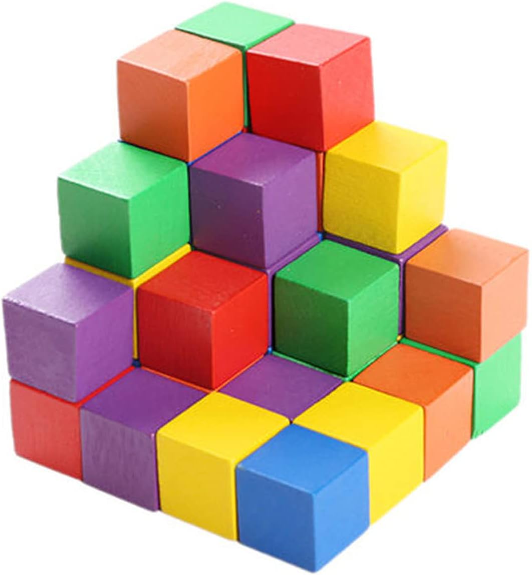 DLMAONN 100 Pieces Wooden Color Cubes, Wooden Square Blocks, Counting Cubes for Kids Math, Blocks for Preschool Crafts, Early Math Manipulatives for Preschool, 2cm