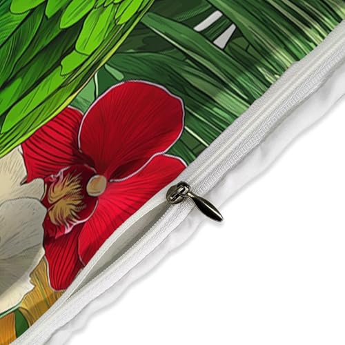 Parure de lit perroquet queen size avec housse de couette imprimée tropicale