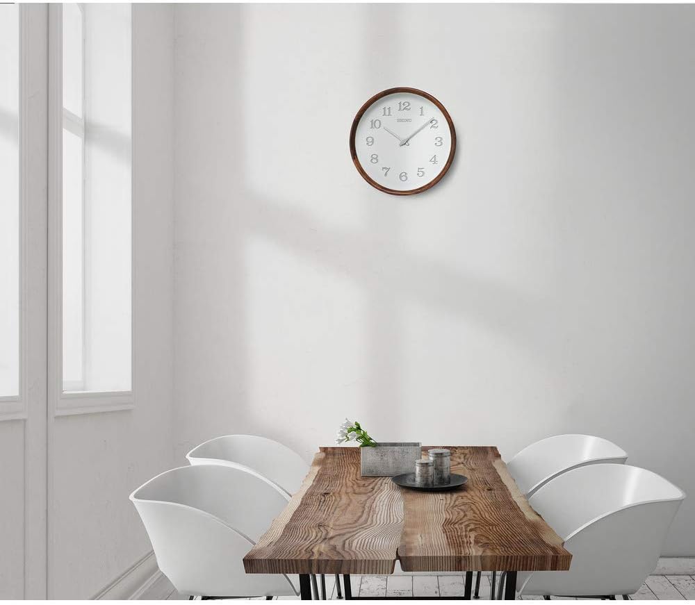 Seiko Clock KX239B Wall Clock, Natural, Radio Controlled, Analog, Natural Wood Fabric, Diameter 11.0 x 2.3 inches (280 x 59 mm)