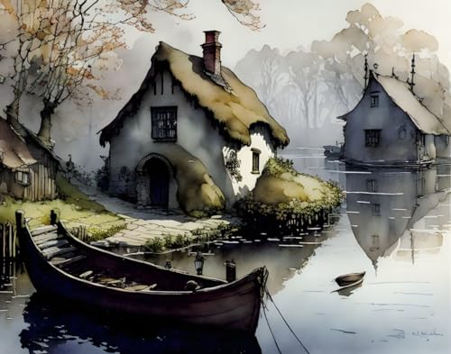 Peinture sur toile aquarelle 58x90 cm GerRit pour decoration salon