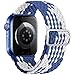 Qimela Stretchy Nylon Solo Loop Bands Compatible with Apple Watch Band 41mm 40mm 38mm for Women Men,Adjustable Elastic Braided Strap Sport Wristbands for iWatch Series 8 7 6 5 4 3 2 1 SE,Blue White