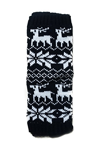 YELETE Fashion Mic Kid's Fun and Cute Legwarmers - Reindeer (one size, black)