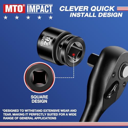 Image of MTO 1 /2 inch Drive 28mm Shallow Impact Socket, 6-Point Metric Socket for Automotive Maintaince, CR-V Steel Meets ANSI Standards
